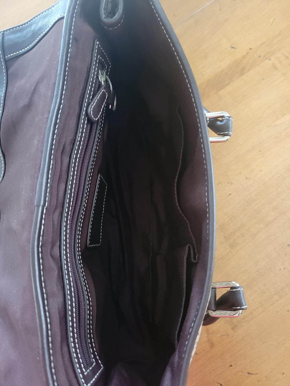 Coach Brown and Tan Signature Canvas Shoulder Bag - Picture 3 of 8